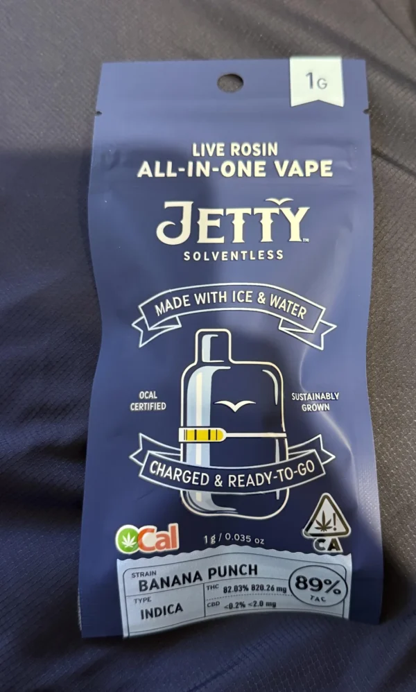 Jetty All-In-One Disposable Vape, a premium yart-style THC device